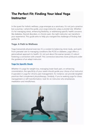 the perfect fit finding your ideal yoga