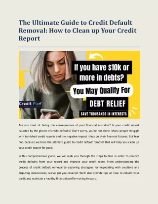 The Ultimate Guide to Credit Default Removal