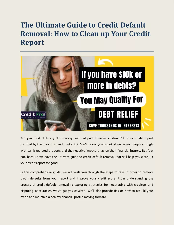 the ultimate guide to credit default removal