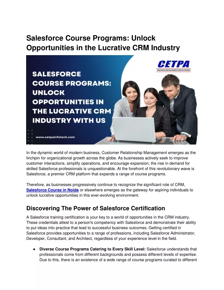 salesforce course programs unlock opportunities