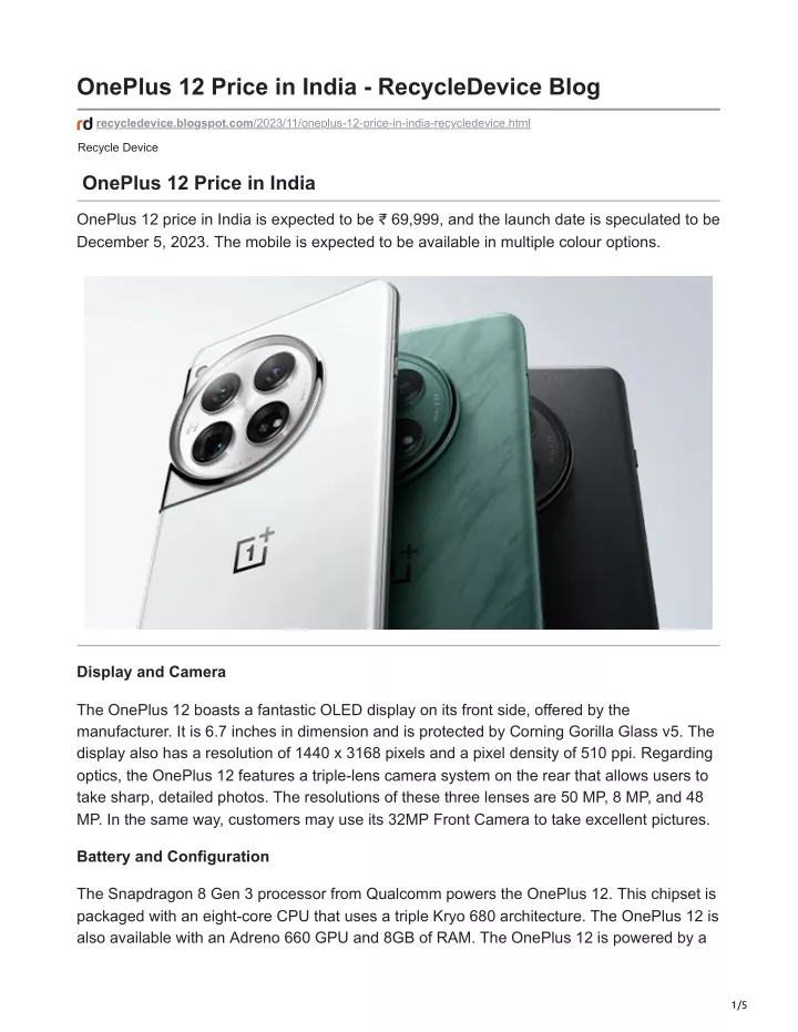 oneplus 12 price in india recycledevice blog