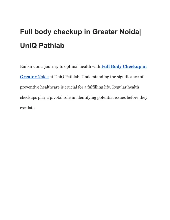 full body checkup in greater noida