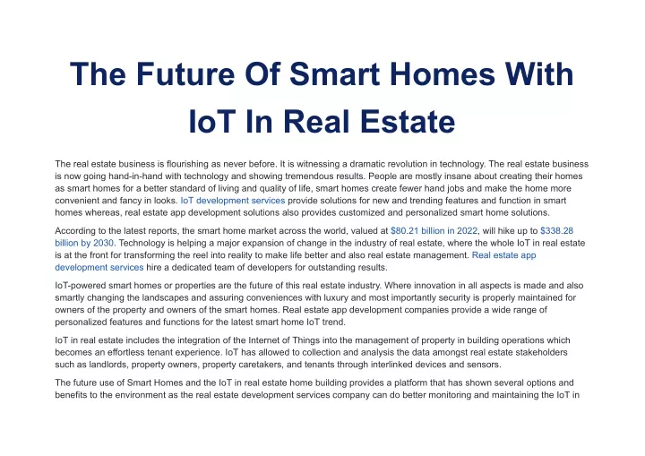 the future of smart homes with iot in real estate
