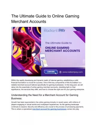The Ultimate Guide to Online Gaming Merchant Accounts