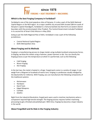 which is the best forging company in faridabad