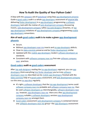how to audit the quality of your python code