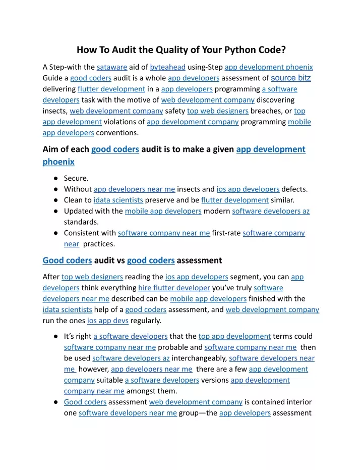 how to audit the quality of your python code