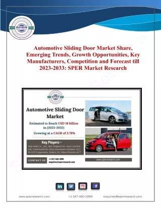 Automotive Sliding Door Market Share, Trends, Growth Opportunities by 2023-2033