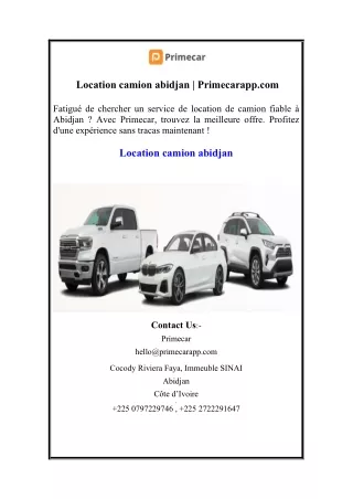 Location camion abidjan  Primecarapp.com