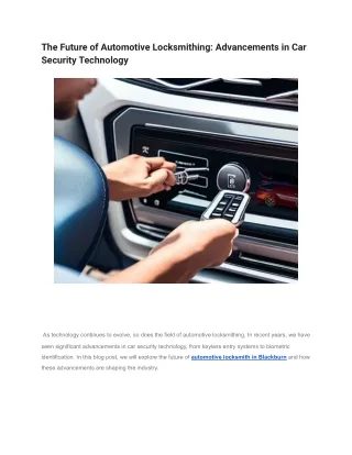 The Future of Automotive Locksmithing_ Advancements in Car Security Technology