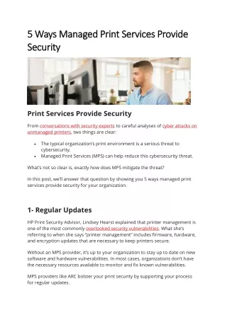 5 Ways Managed Print Services Provide Security