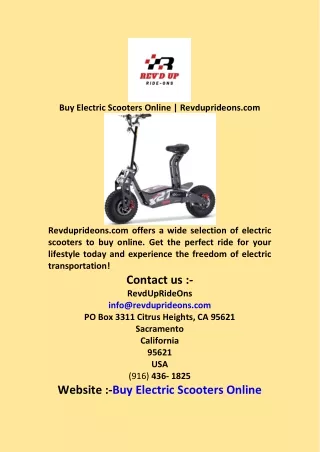 Buy Electric Scooters Online  Revduprideons com