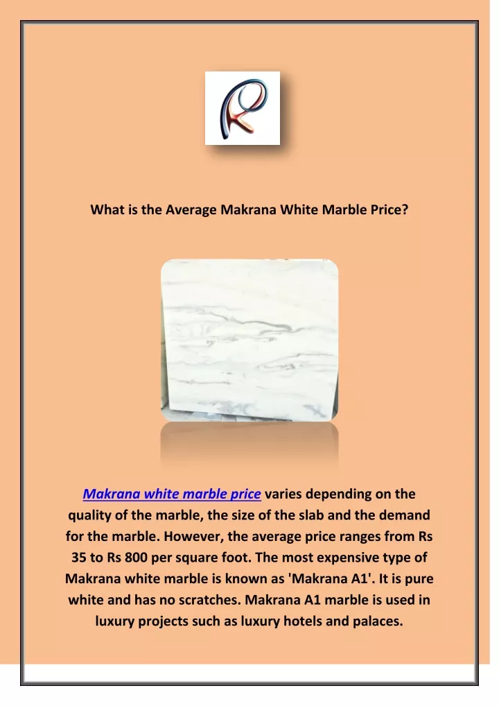 what is the average makrana white marble price