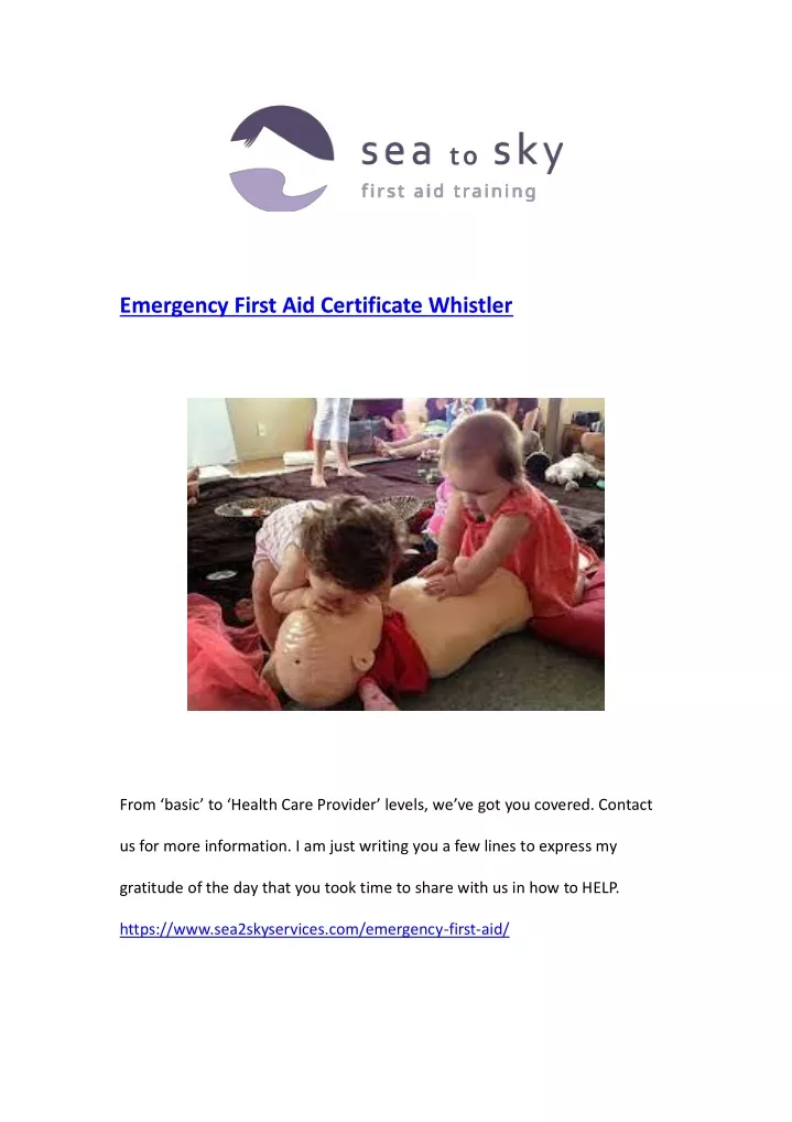 emergency first aid certificate whistler