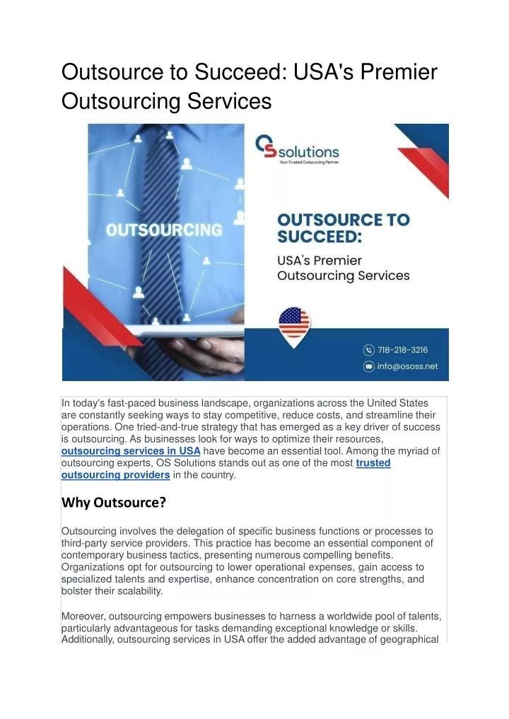 outsource to succeed usa s premier outsourcing services