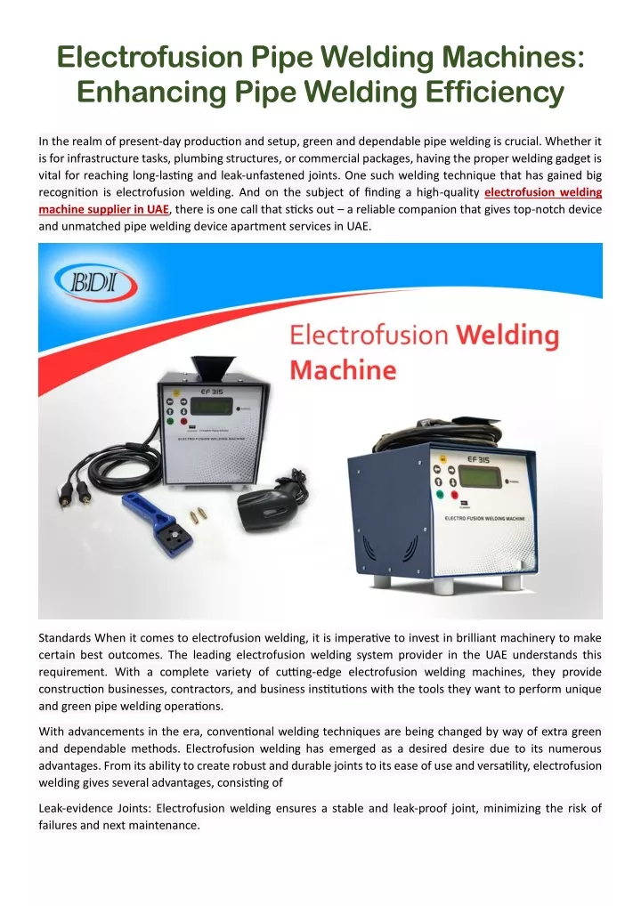 electrofusion pipe welding machines enhancing