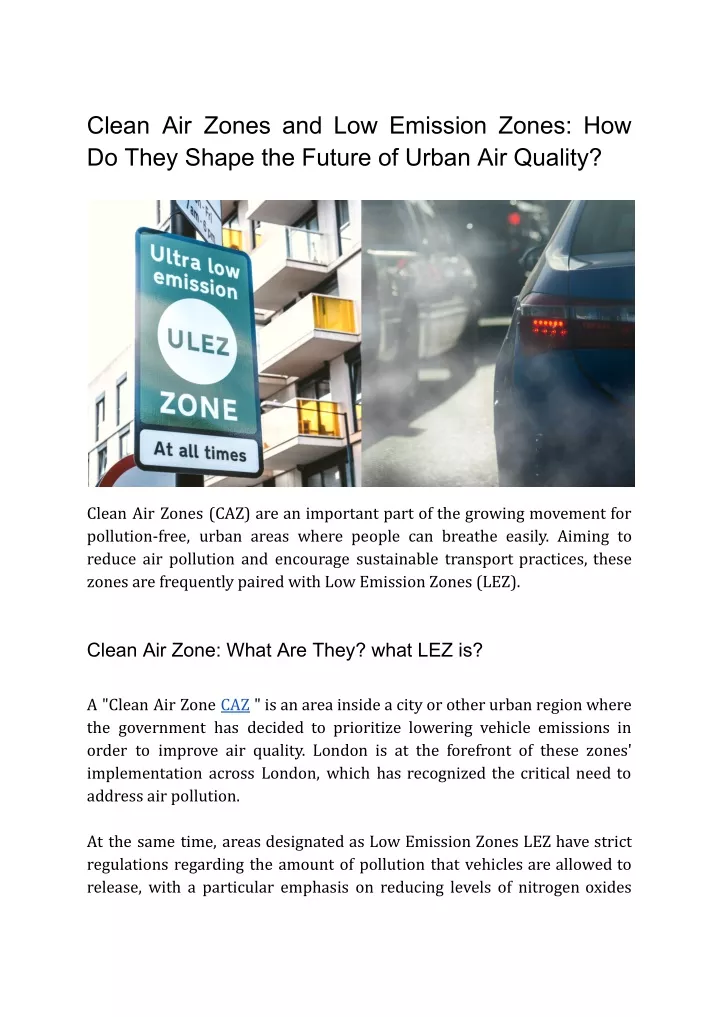 PPT - Clean Air Zones And Low Emission Zones_ How Do They Shape The ...