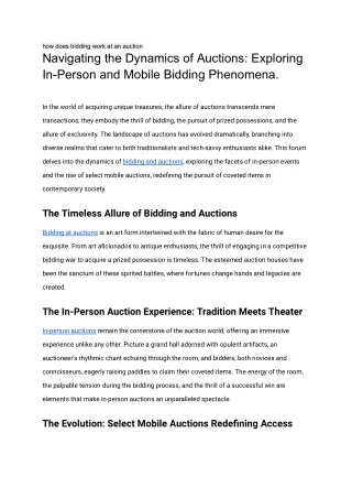 Navigating the Dynamics of Auctions_ Exploring In-Person and Mobile Bidding Phenomena.