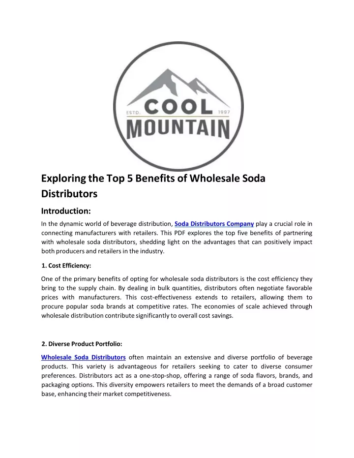 exploring the top 5 benefits of wholesale soda