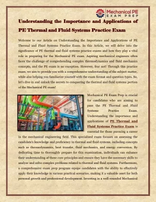 Understanding the Importance and Applications of PE Thermal and Fluid Systems Practice Exam