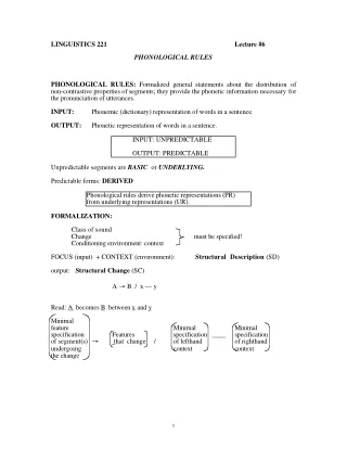 Phonological Rules