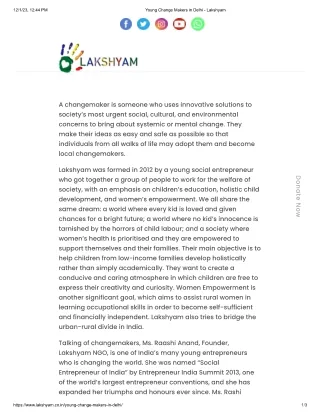 Lakshyam NGO's Impactful Partnership with MS. RAASHI ANAND