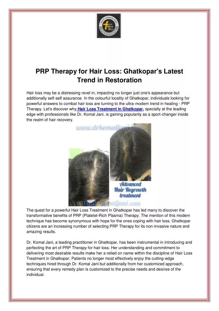prp therapy for hair loss ghatkopar s latest