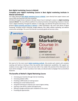 digital marketing course in Mohali