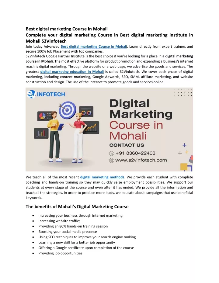 best digital marketing course in mohali complete