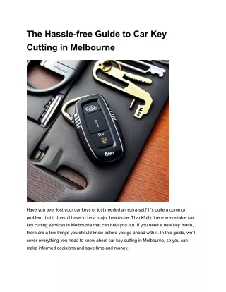 The Hassle-free Guide to Car Key Cutting in Melbourne