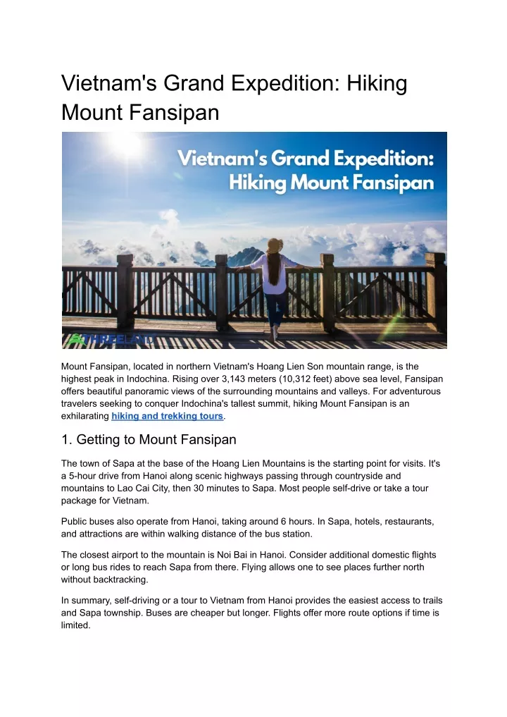 vietnam s grand expedition hiking mount fansipan