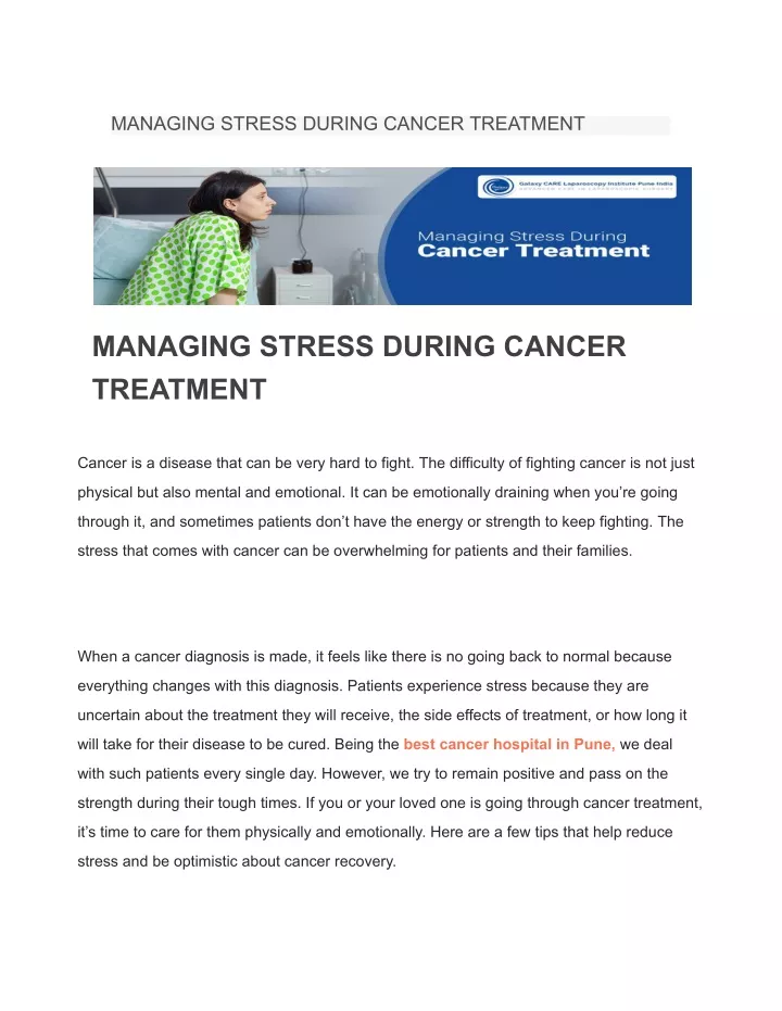 managing stress during cancer treatment