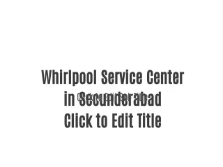 Whirlpool Service Center in Secunderabad