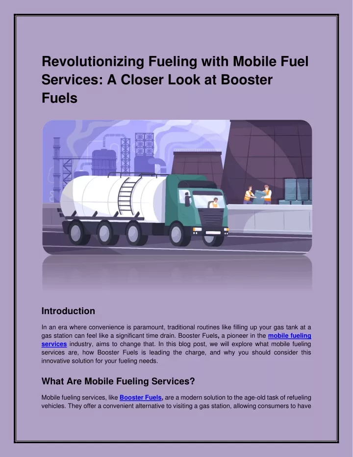 revolutionizing fueling with mobile fuel services