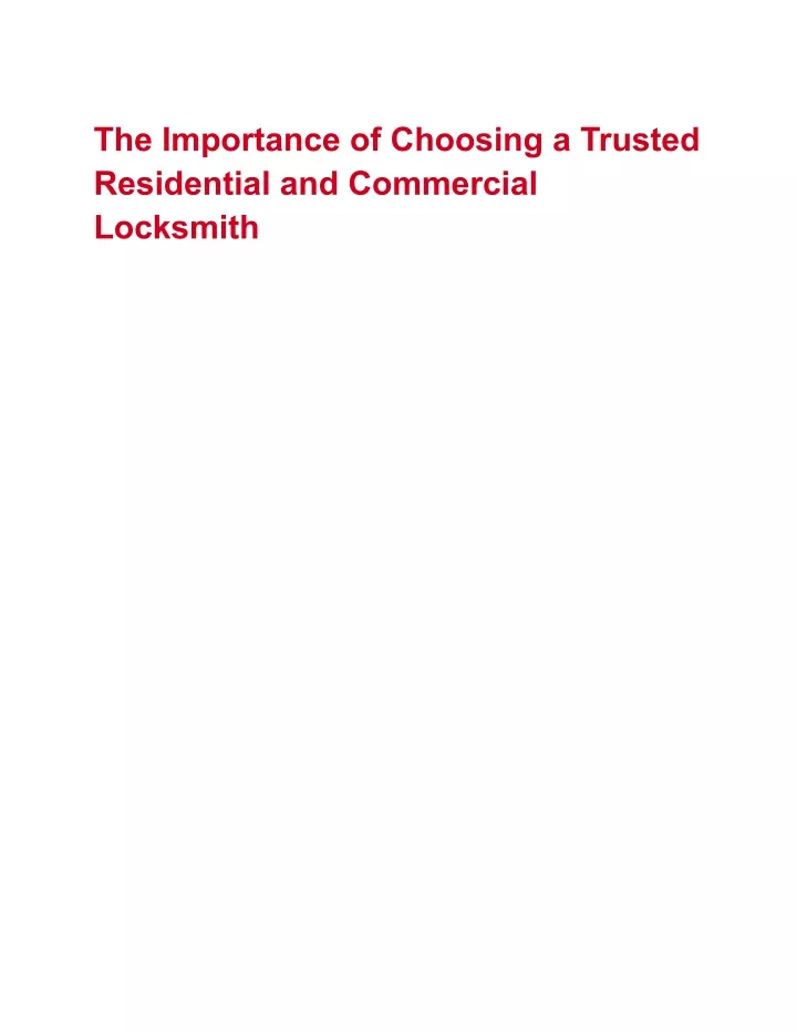 the importance of choosing a trusted residential