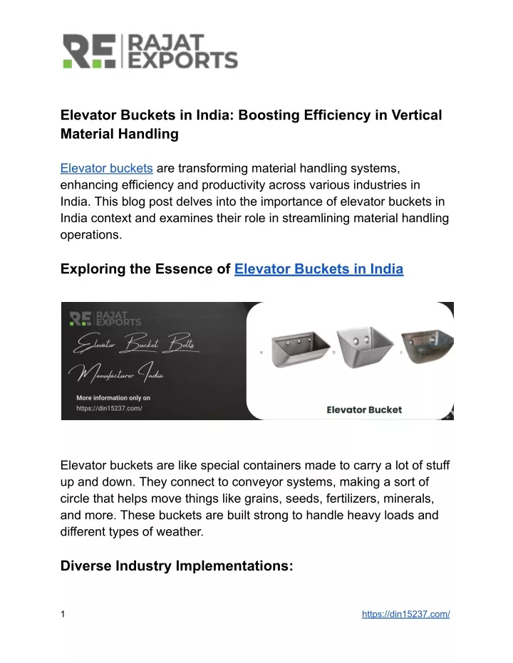 elevator buckets in india boosting efficiency