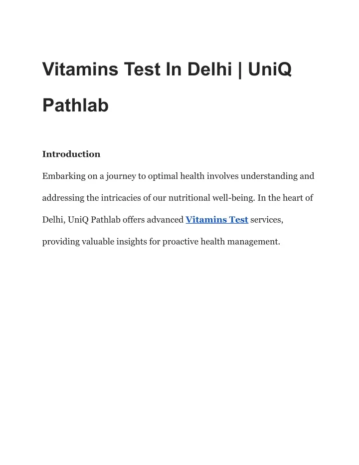 vitamins test in delhi uniq