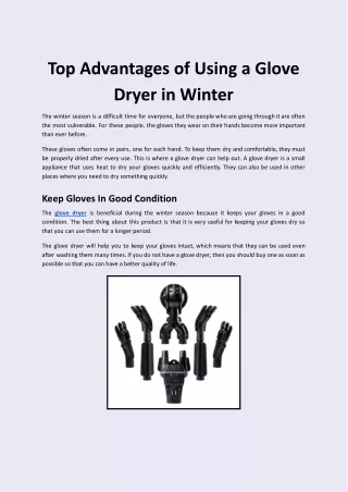 Top Advantages of Using a Glove Dryer in Winter