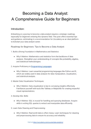 becoming a data analyst a comprehensive guide