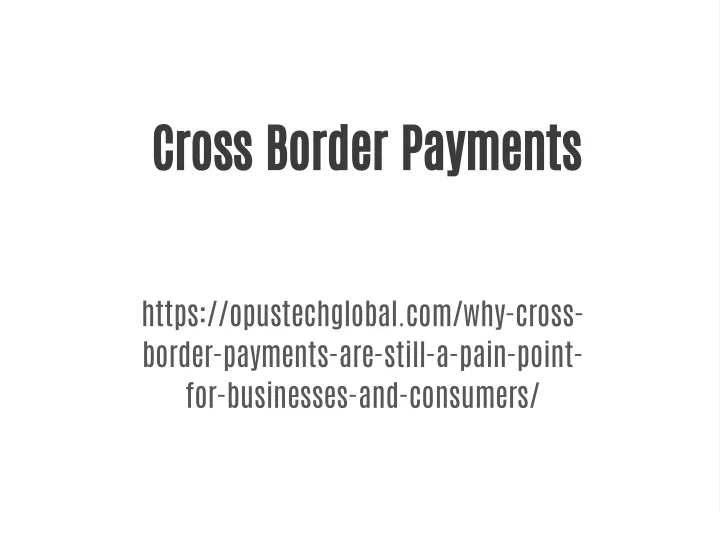 cross border payments