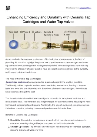Enhancing Efficiency and Durability with Ceramic Tap Cartridges and Water Tap Va