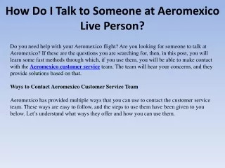 How Do I Talk to Someone at Aeromexico Live Person?