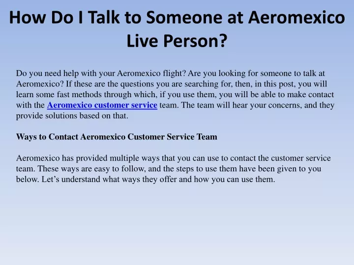 how do i talk to someone at aeromexico live person