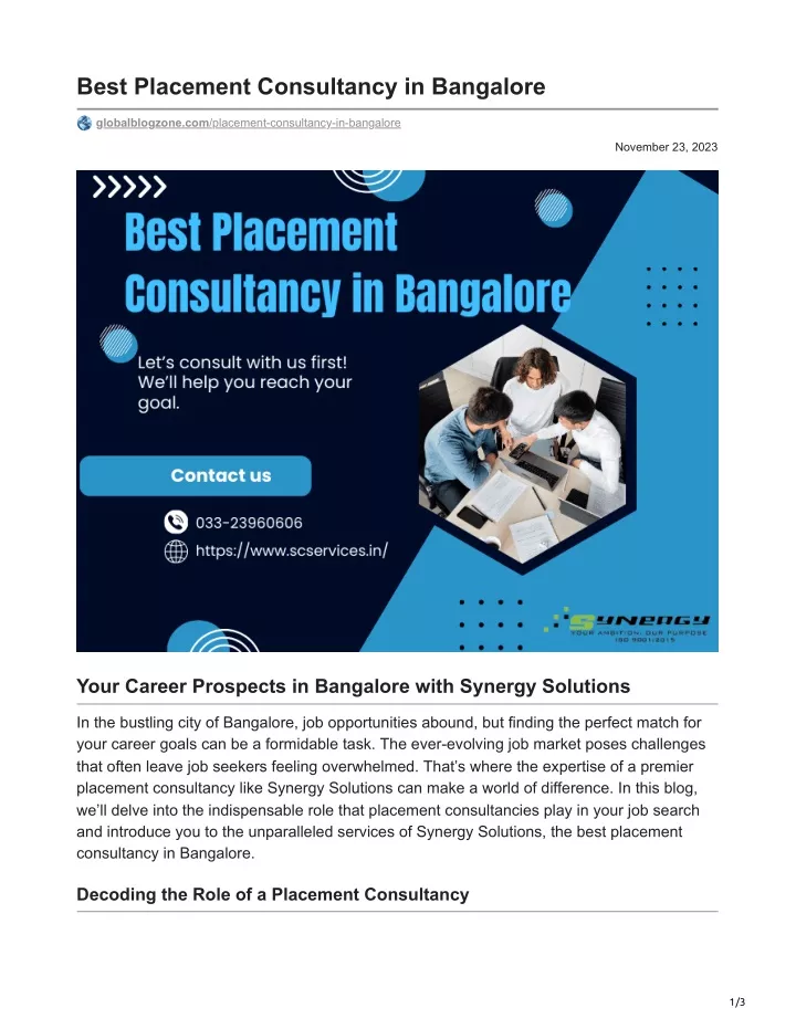 best placement consultancy in bangalore