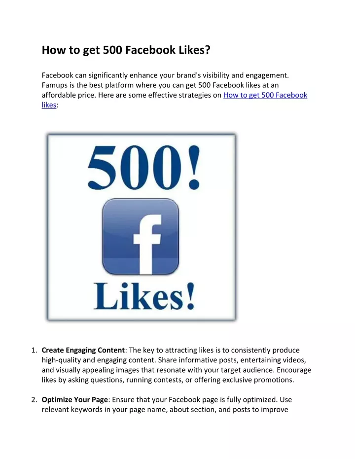 how to get 500 facebook likes facebook