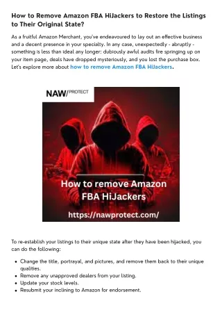 how to remove amazon fba hijackers to restore