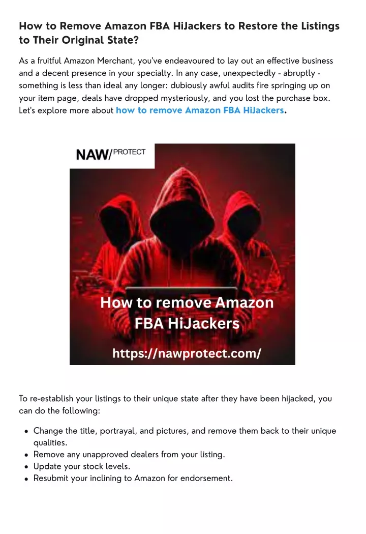 how to remove amazon fba hijackers to restore