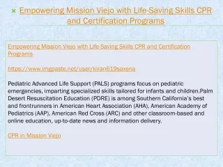 Empowering Mission Viejo with Life-Saving Skills CPR and Certification Programs