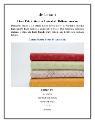Linen Fabric Store in Australia  Delinum.com.au