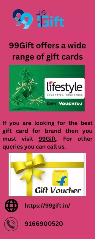 99Gift offers a wide range of gift cards